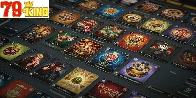 Thư viện game bài tại 79King phong phú từ tiến lên, phỏm, liêng đến tá lả, phù hợp mọi đối tượng người chơi